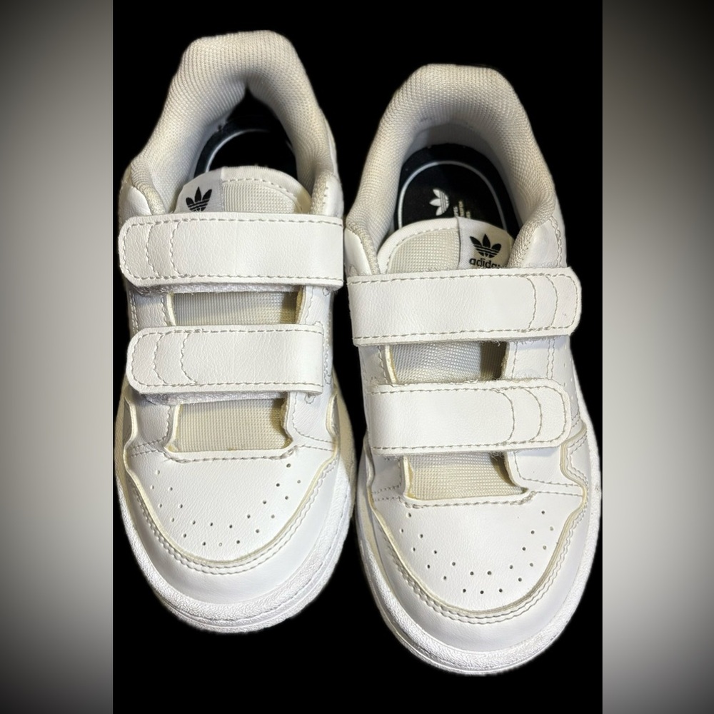 Adidas Kids Cream and White Velcro Sneakers